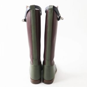 HERMES boots Main: Leather, Part: Kelly Metal Bordeaux x Khaki x Black (color scheme design) Women 36 Used | AlmaBagz