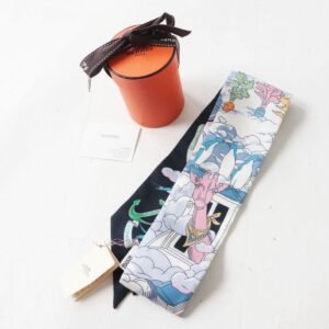 HERMES scarf Main: 100% silk Black x Multi<br>SUR MON NUAGE / My Cloud Women Used | AlmaBagz