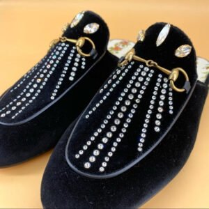 GUCCI velvet crystal loafer | AlmaBagz