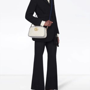 Gucci Small GG Marmont Shoulder Bag in White | AlmaBagz
