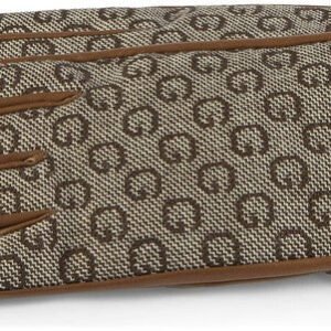 Gucci Men's Cashmere Lined Leather Gloves in Brown and Beige | AlmaBagz