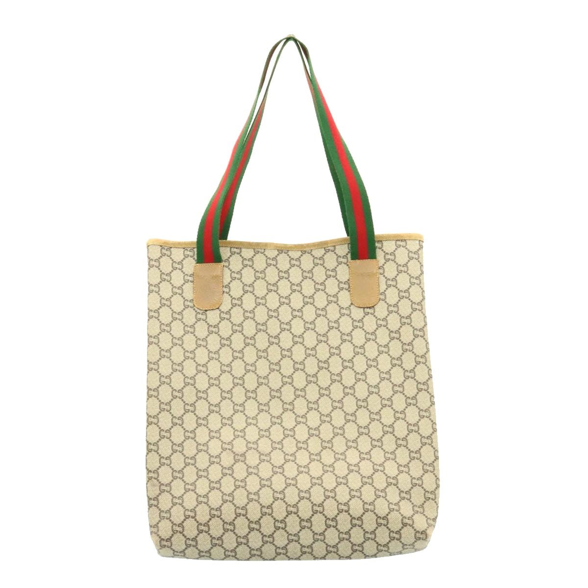 GUCCI Web Sherry Line GG Canvas Tote Bag Beige Red Green ms041 | AlmaBagz