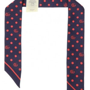 Gucci Navy Neck Bow with Red Polka Dots and Interlocking GG | AlmaBagz