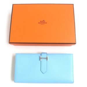 HERMES Long Wallet Purse Main�FEpsom Celeste x Verjade mens Used | AlmaBagz