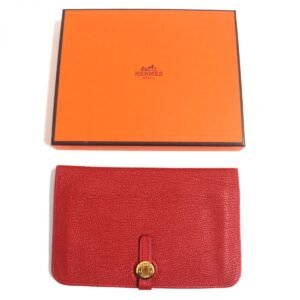 HERMES Long Wallet Purse Main: Chevre Mysole Red mens Used | AlmaBagz