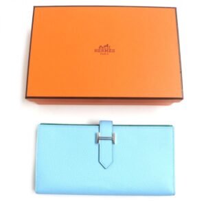 HERMES Long Wallet Purse Main�FEpsom blue mens Used | AlmaBagz
