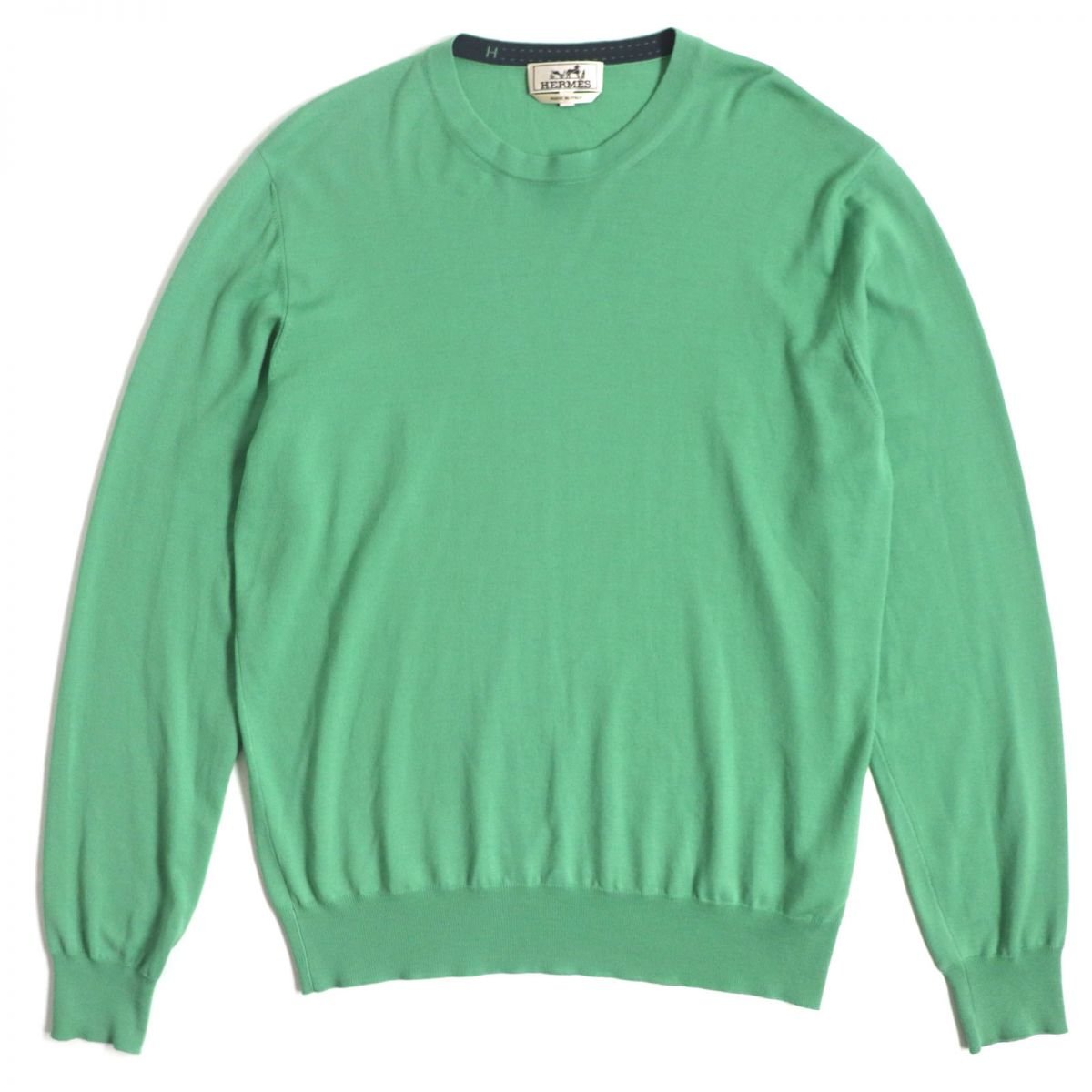 HERMES knit Main: 100% wool green mens L Used | AlmaBagz - Image 8