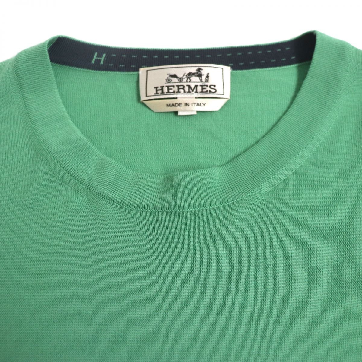 HERMES knit Main: 100% wool green mens L Used | AlmaBagz