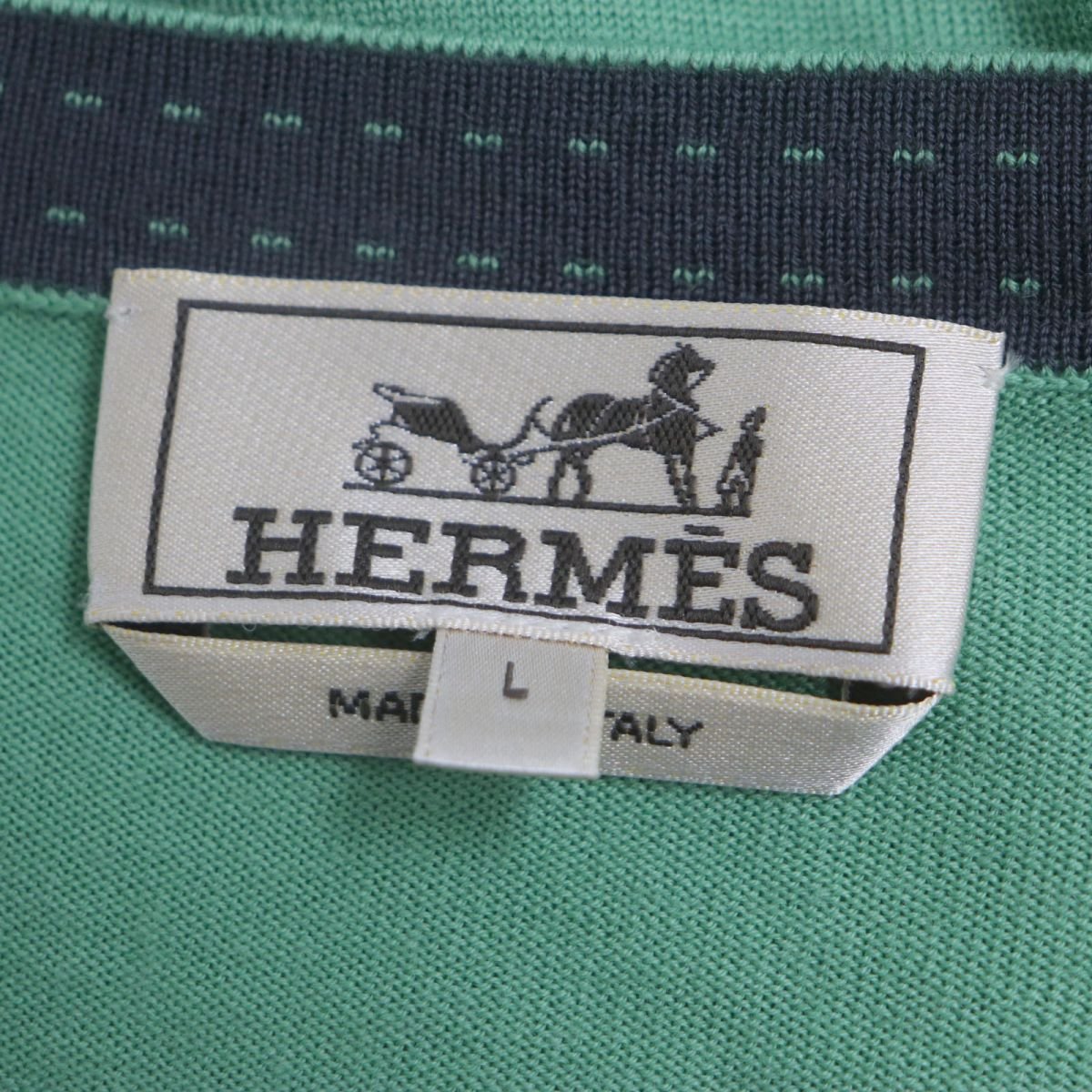 HERMES knit Main: 100% wool green mens L Used | AlmaBagz - Image 4