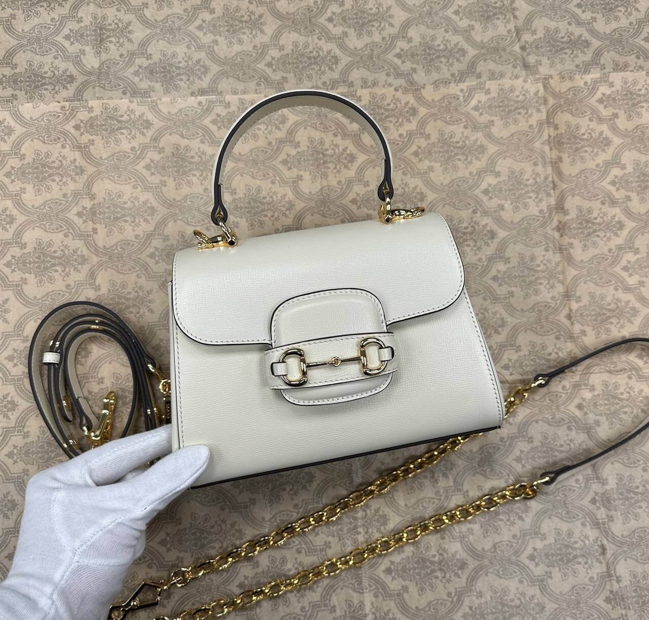 Gucci Horsebit 1955 mini bag white leather | AlmaBagz