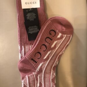 Gucci Dark Rose/White Knee High Socks | AlmaBagz