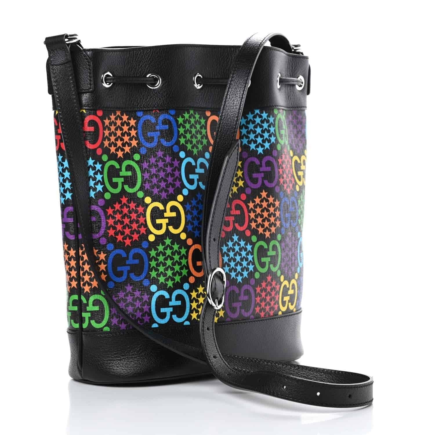 Gucci Supreme Psychedelic Bucket Bag in Black | AlmaBagz