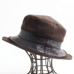 HERMES hat Main: 100% wool, Part: Kangaroo, Lining: 100% acetate Brown mens 56 Used | AlmaBagz