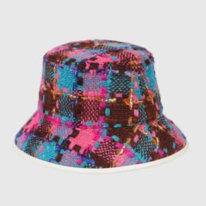 Gucci Elevation Tweed Bob Bucket Hat Pink/Blue M | AlmaBagz