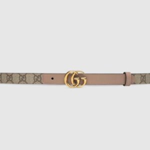 Gucci GG Marmont Thin Belt in Beige Logo Canvas | AlmaBagz
