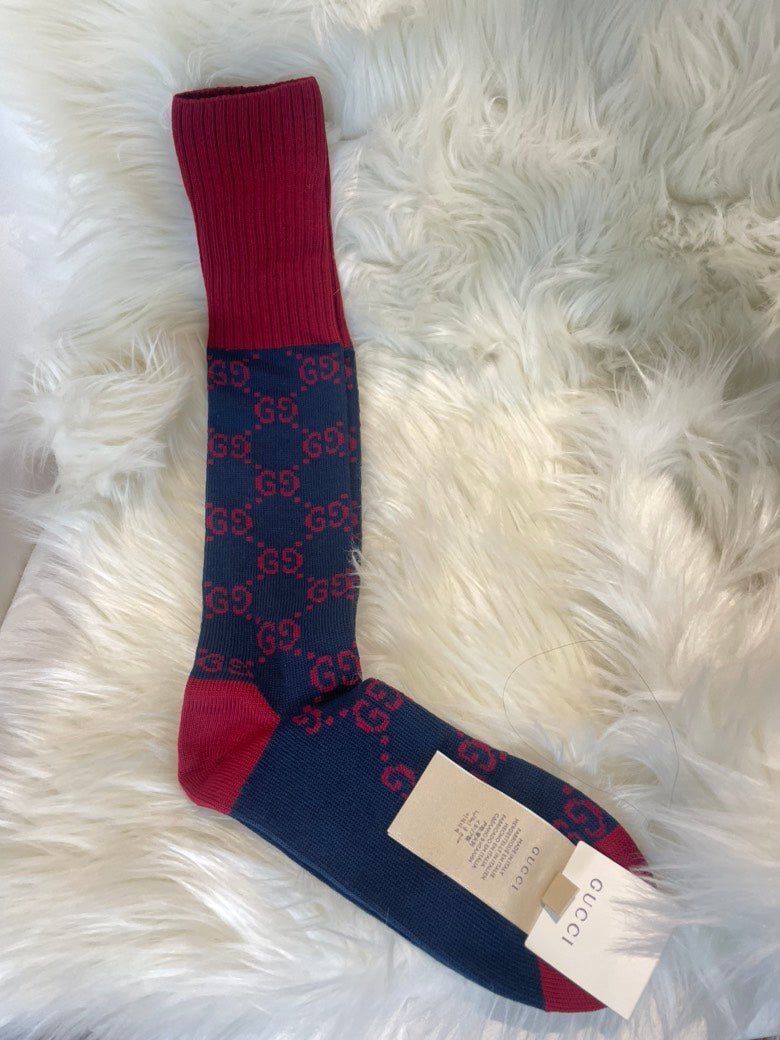Gucci GG Pattern Long Socks Red Type | AlmaBagz