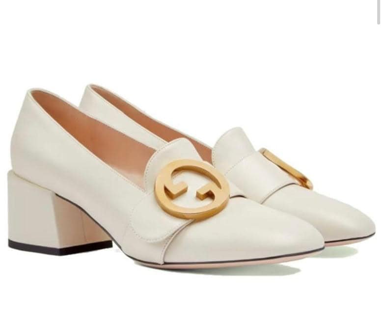 Gucci Blondie Leather Pump Beige Heels | AlmaBagz