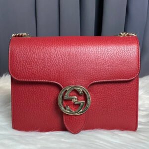 Gucci GG Marmont Red Leather Shoulder Bag | AlmaBagz