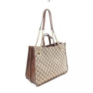 Gucci Horsebit GG Canvas Handbag Tote Bag Canvas Leather Beige Brown 868608 | AlmaBagz