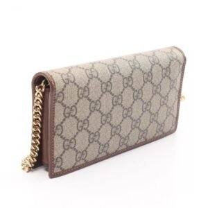 Gucci Horsebit 1955 Chain Wallet Pvc Leather Beige Brown 880364 | AlmaBagz
