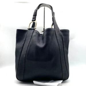 Gucci Black Leather Tote Bag With Gold Accents - Large Size | AlmaBagz
