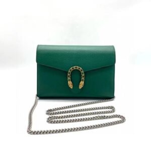 Gucci Dionysus Small Shoulder Bag Emerald Green Leather with Chain Strap | AlmaBagz