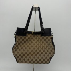 Gucci Canvas Beige Brown Monogram Shoulder Bag Medium | AlmaBagz