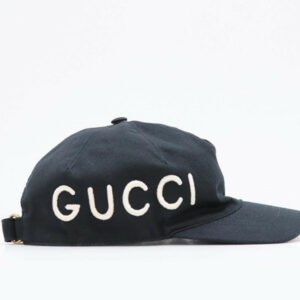 Gucci Black Embroidered Logo Hat - Size 58cm | AlmaBagz