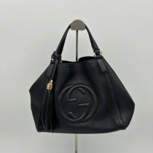 Gucci Black Leather Shoulder Bag Medium Size | AlmaBagz