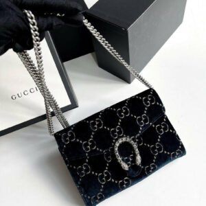 Gucci Dionysus Dark Blue Velvet Wallet on Chain with Box & Dust Bag | AlmaBagz