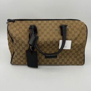 Gucci Canvas Travel Bag Brown Medium Size | AlmaBagz