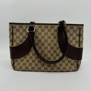 Gucci Canvas Leather Shoulder Bag Brown Medium | AlmaBagz