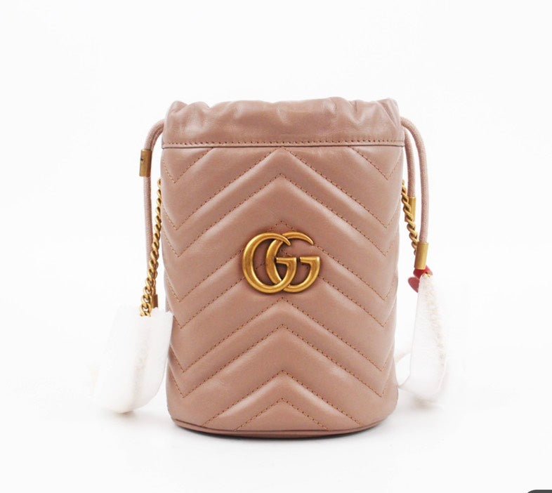 Gucci GG Beige Leather Bucket Bag Small | AlmaBagz