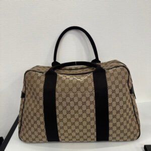 Gucci GG Canvas Beige Brown Large Travel Bag | AlmaBagz