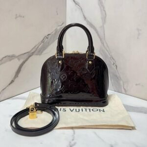 Louis Vuitton Alma BB Black Patent Leather Handbag Small | AlmaBagz