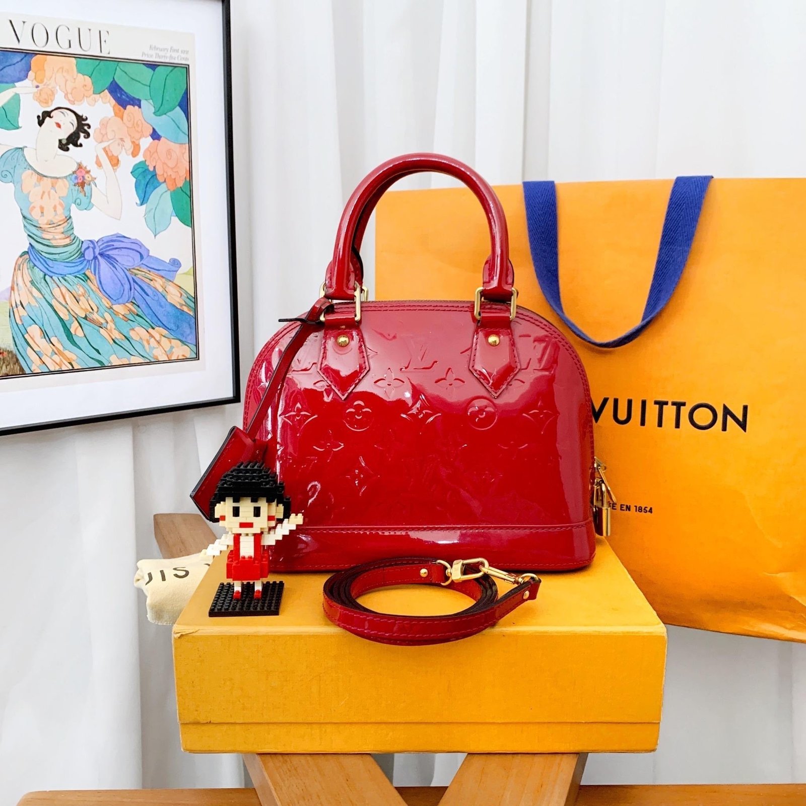 Louis Vuitton Alma BB Red Vernis Handbag | AlmaBagz