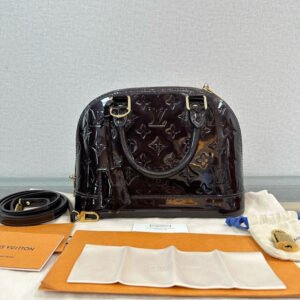 Louis Vuitton Alma BB Amarante Monogram Vernis Leather Handbag | AlmaBagz