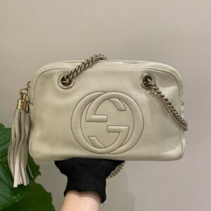 Gucci Soho White Leather Shoulder Bag Medium | AlmaBagz