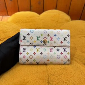 Louis Vuitton Multicolor Monogram White Canvas Wallet Compact | AlmaBagz