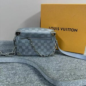 Louis Vuitton Soft Trunk Crossbody Bag Grey Checkerboard Pattern Medium | AlmaBagz