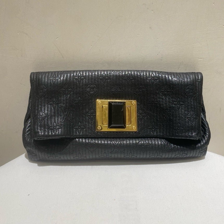 Louis Vuitton Black Leather Monogram Clutch Medium | AlmaBagz
