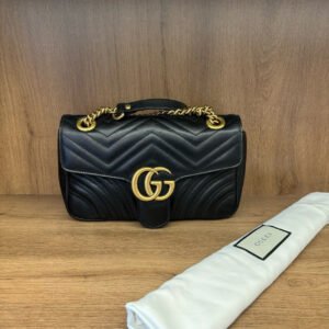 Gucci Marmont Black Leather Crossbody Bag Small | AlmaBagz