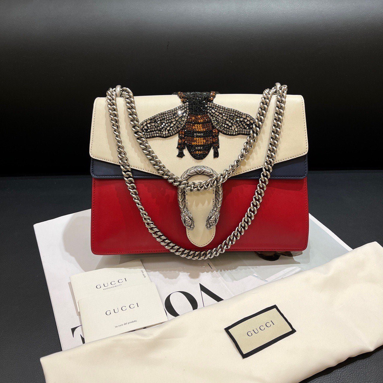 Gucci Dionysus Multicolor Leather Bee Embellished Shoulder Bag Medium | AlmaBagz