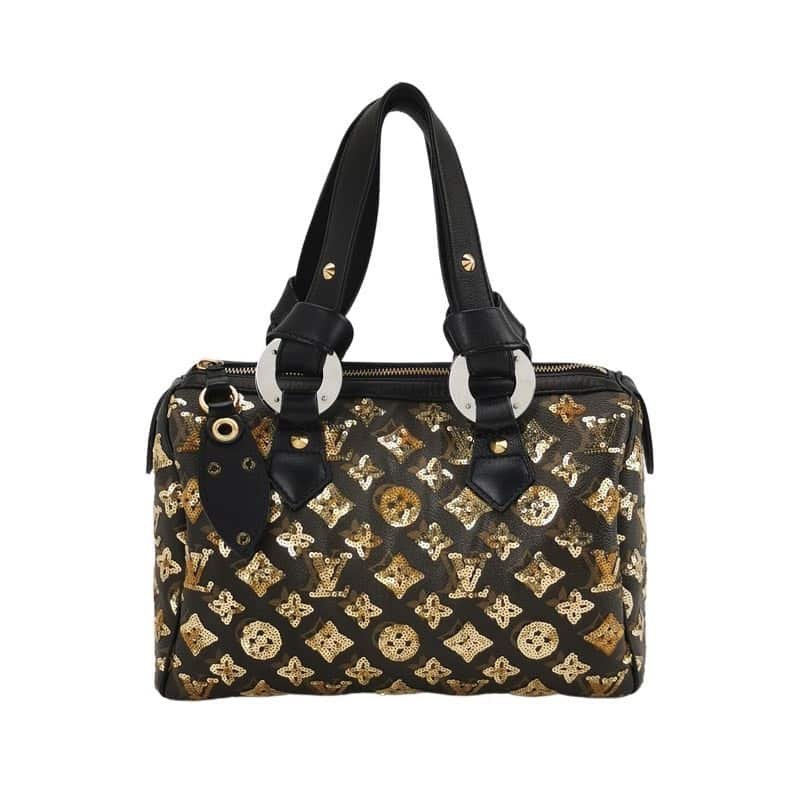 Louis Vuitton Speedy Bag Black Gold Handbag | AlmaBagz