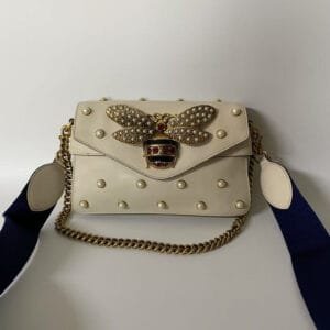 Gucci Broadway White Bee Bag | AlmaBagz