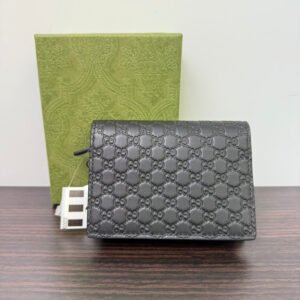 Gucci Guccissima Black Leather Card Case | AlmaBagz