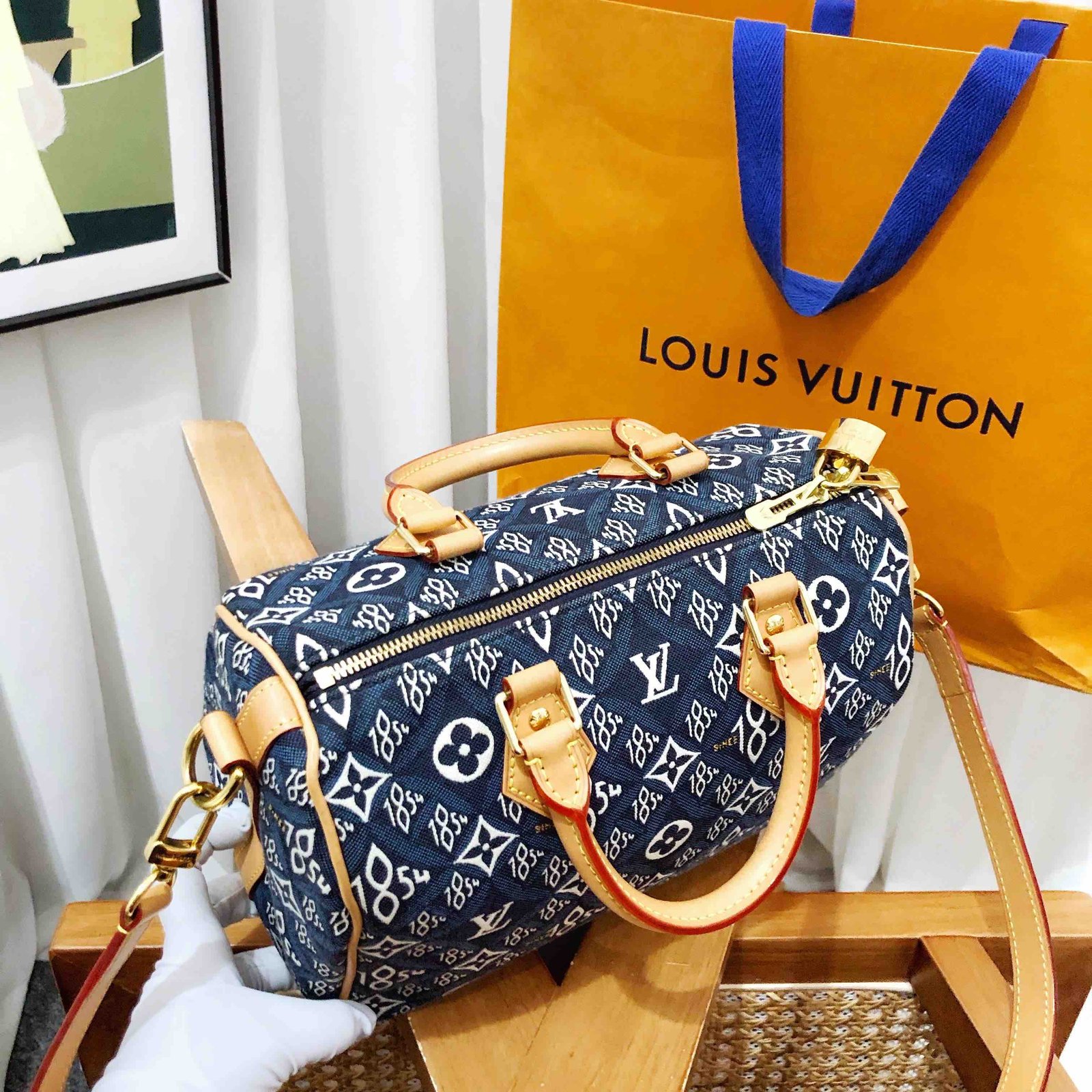 louis vuitton speedy 25 blue handbag | AlmaBagz - Image 15