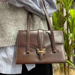 Gucci Brown Leather Shoulder Bag - Vintage Style | AlmaBagz