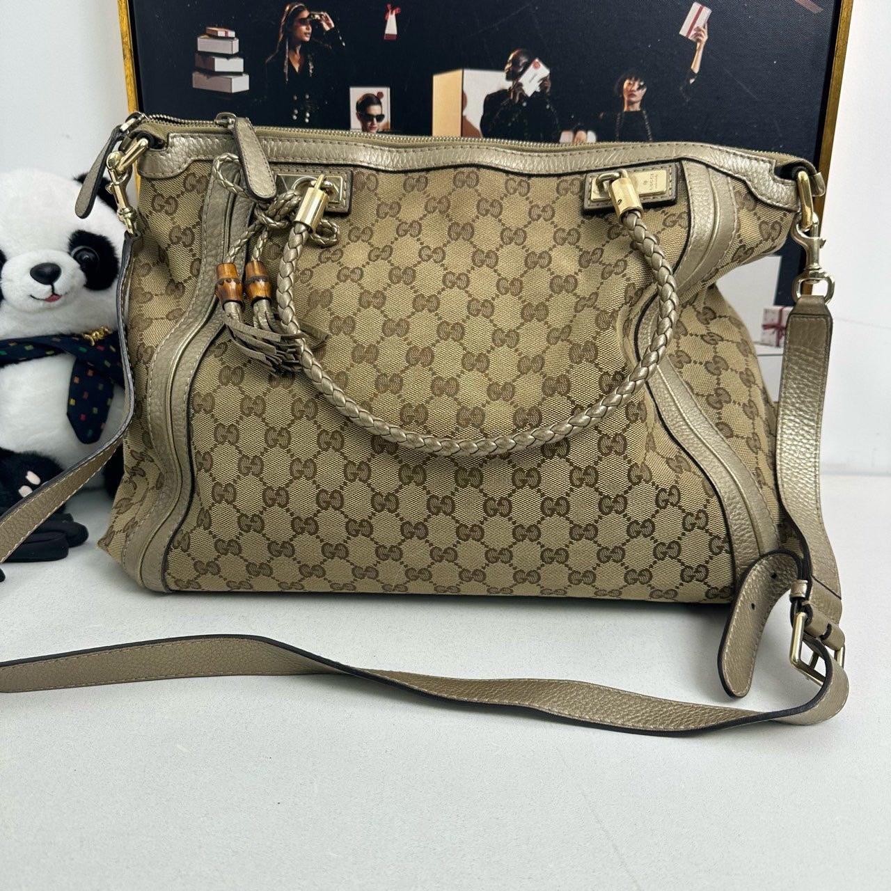 Gucci GG Canvas Beige Two-Way Satchel Bag | AlmaBagz