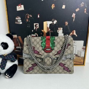 Gucci Dionysus Shoulder Bag in Beige Canvas with Unique Embroidery Detailing | AlmaBagz